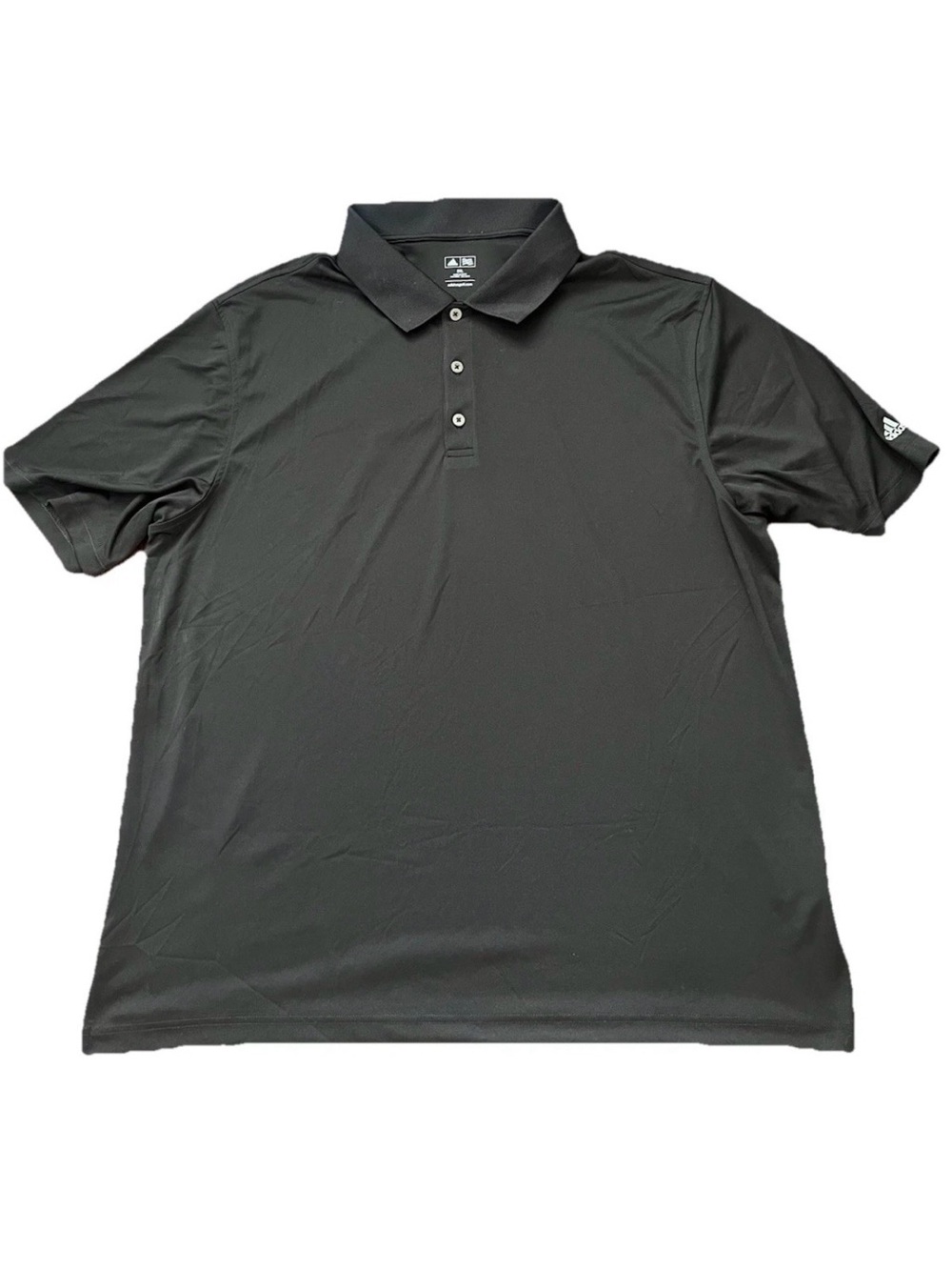 Adidas Black Polo Mens Size 2XL Short Sleeve Logo Shirt Golf Tennis Fitness Top